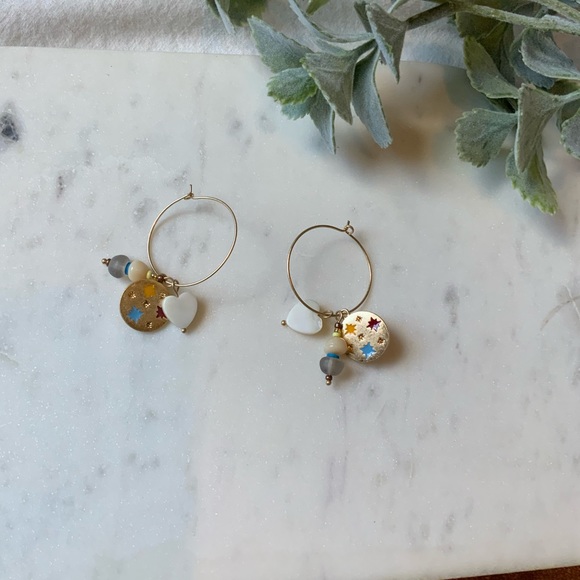 The Mason - Colorful Beaded Piece Drop Hoops - Picture 3 of 7